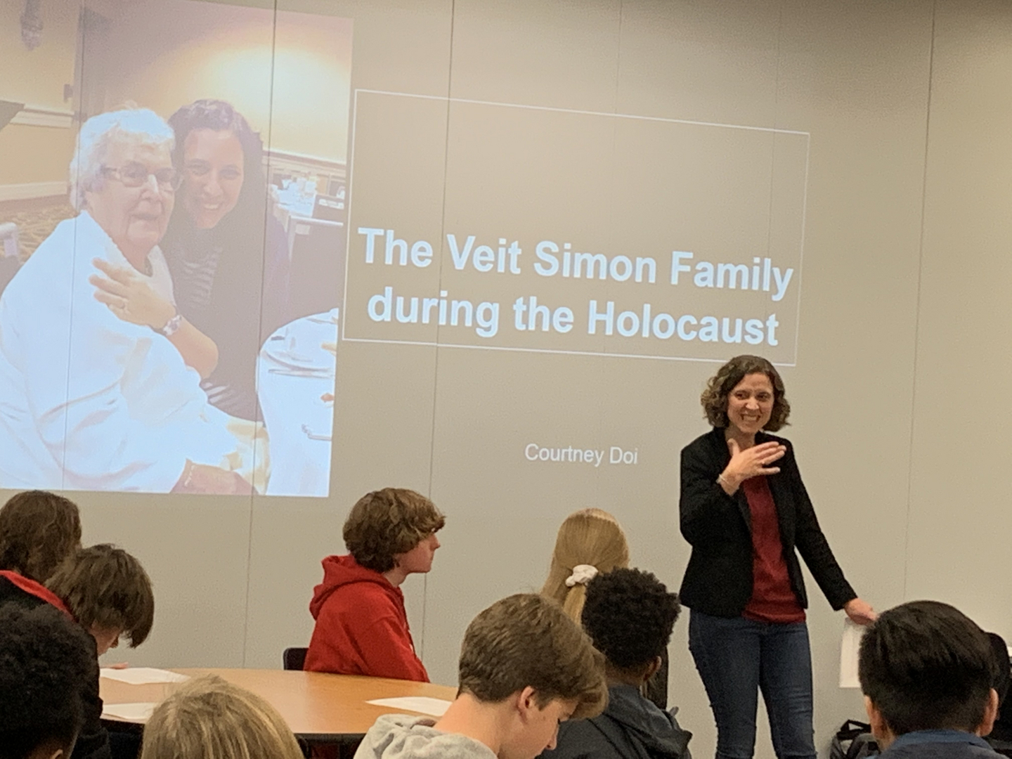 Courtney Doi speaking with Voyager High School Students, January 2020