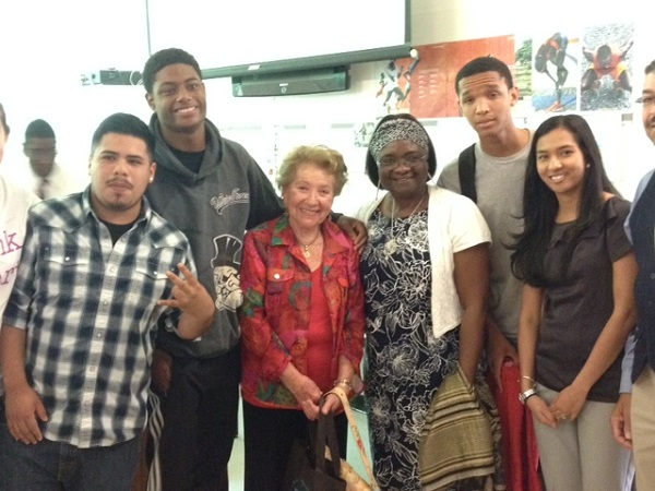 Esther Lederman with students at Phoenix Academy. May 21, 2014