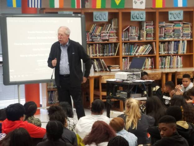 Peter Stein Speaks to 7th Grade Class at Carrington Middle School