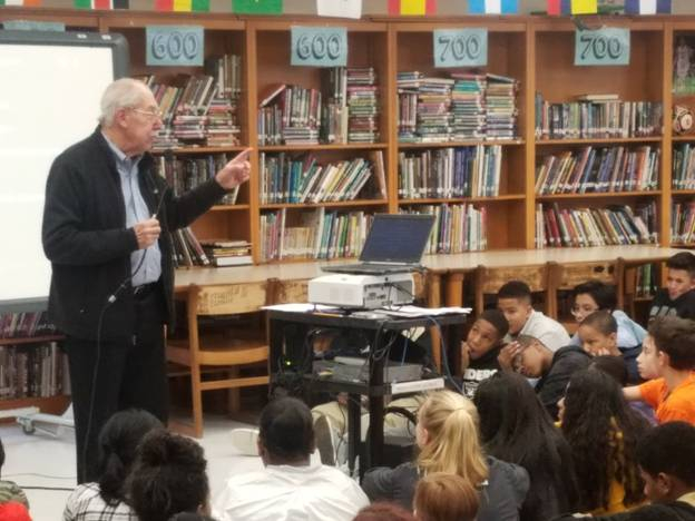 Peter Stein Speaks to 7th Grade Class at Carrington Middle School
