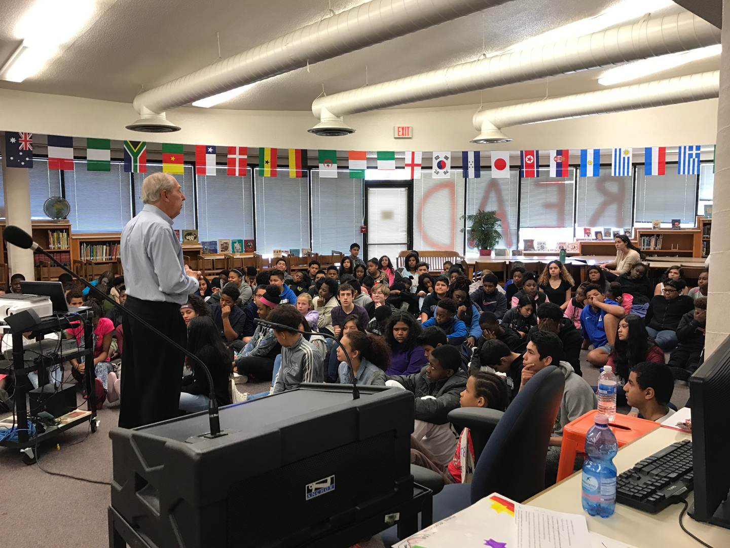 Peter Stein Speaks to 7th Grade Class at Carrington Middle School