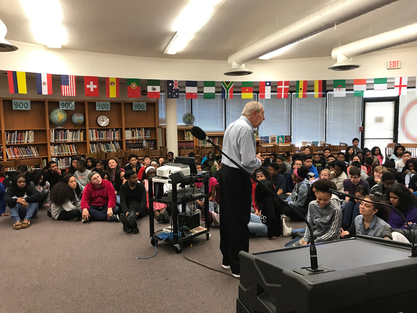 Peter Stein Speaks to 7th Grade Class at Carrington Middle School