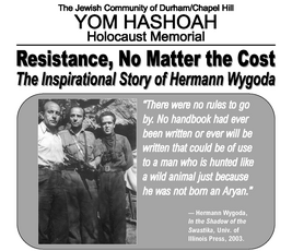 Jewish Community of Durham/Chapel Hill Community Yom HaShoah Commemoration photo 1