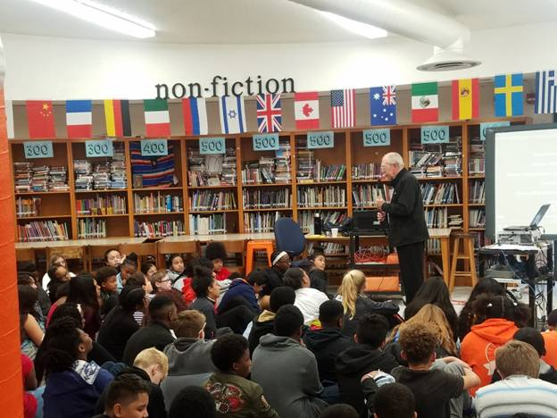 Peter Stein Speaks to 7th Grade Class at Carrington Middle School